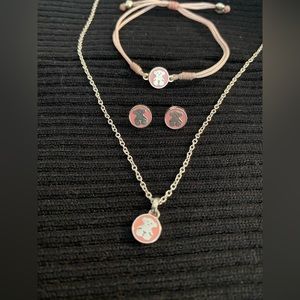 TOUS AG SPOT ENAMELED PINK BEAR EARRING,NECKLACE AND BRACELET SET